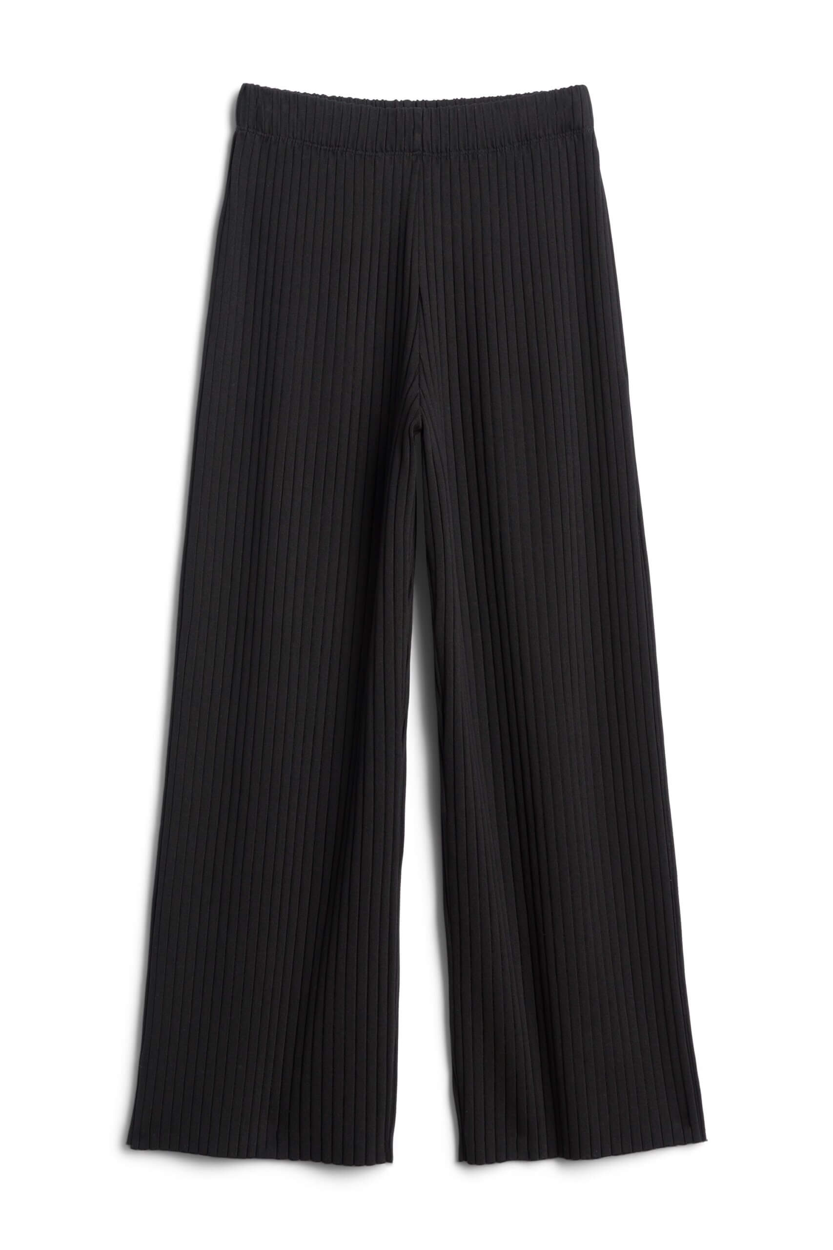 Stitch Fix women’s black ribbed-knit wide-leg pull-on pants.