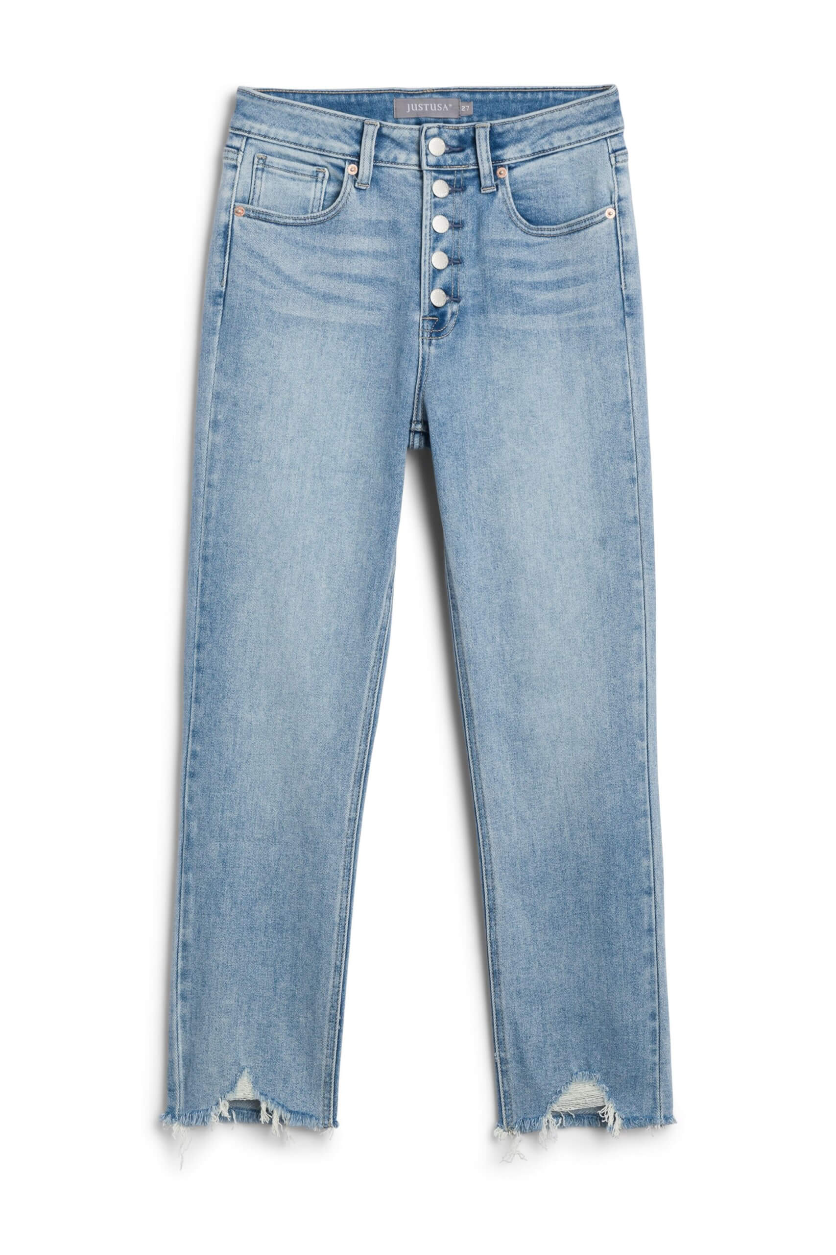 Stitch Fix women’s button-fly jeans with distressed hem