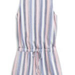 Stitch Fix women’s pink, white and blue stripe tie-waist romper.