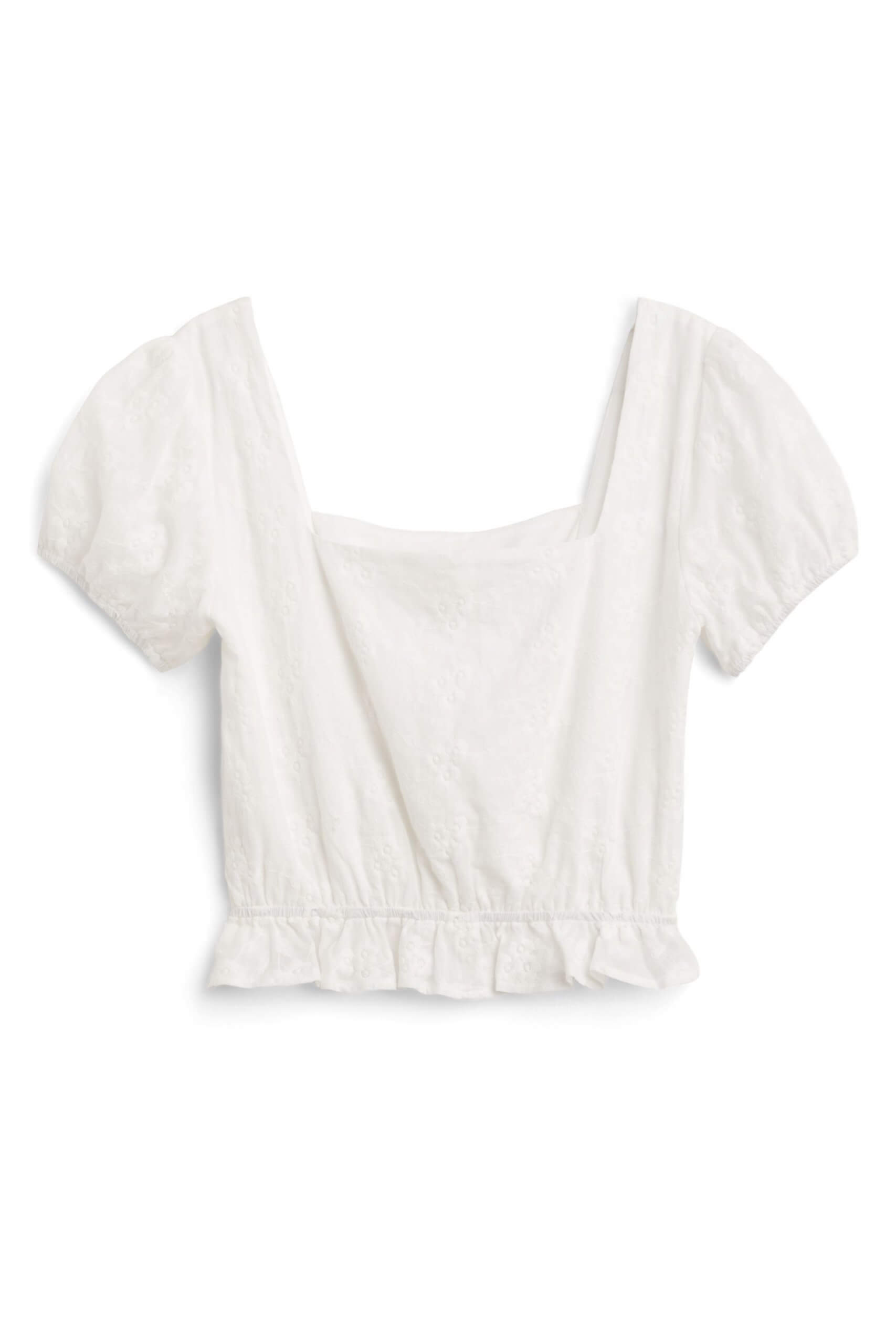 Stitch Fix Women's white eyelet crop top.