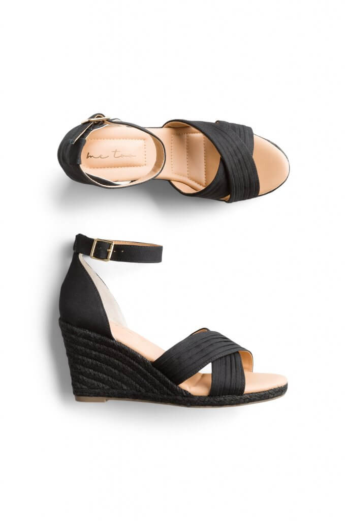 Stitch Fix women’s black wedge heels with ankle strap.