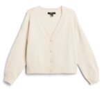 Stitch Fix women's white button-down grandpa cardigan.