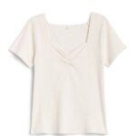 Stitch Fix women’s white short-sleeve sweetheart neckline top.