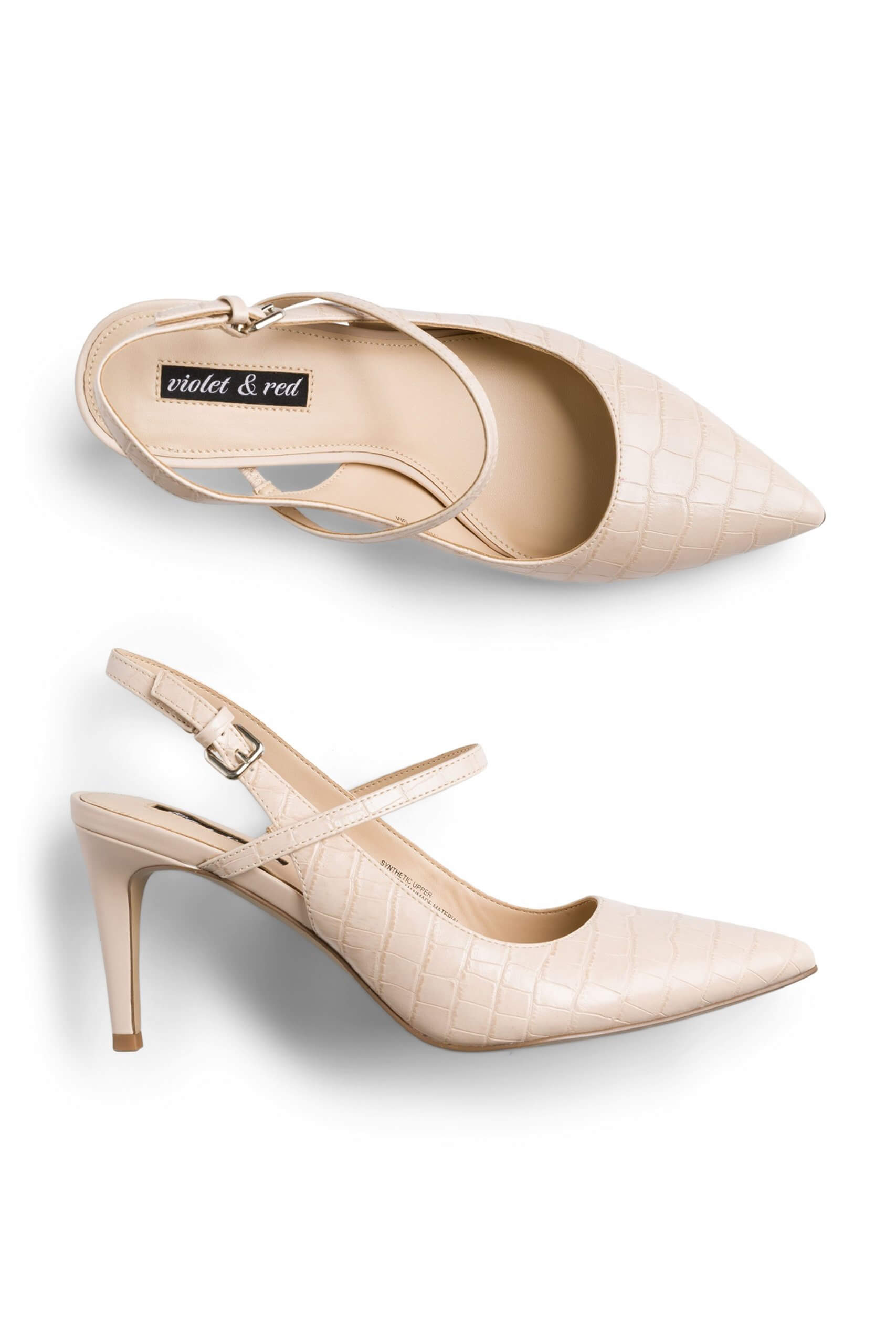 Stitch Fix women’s tan slingback heels with ankle strap.
