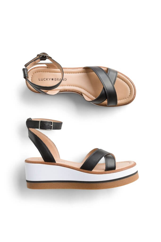 Stitch Fix women’s black, white and brown platform sandals.