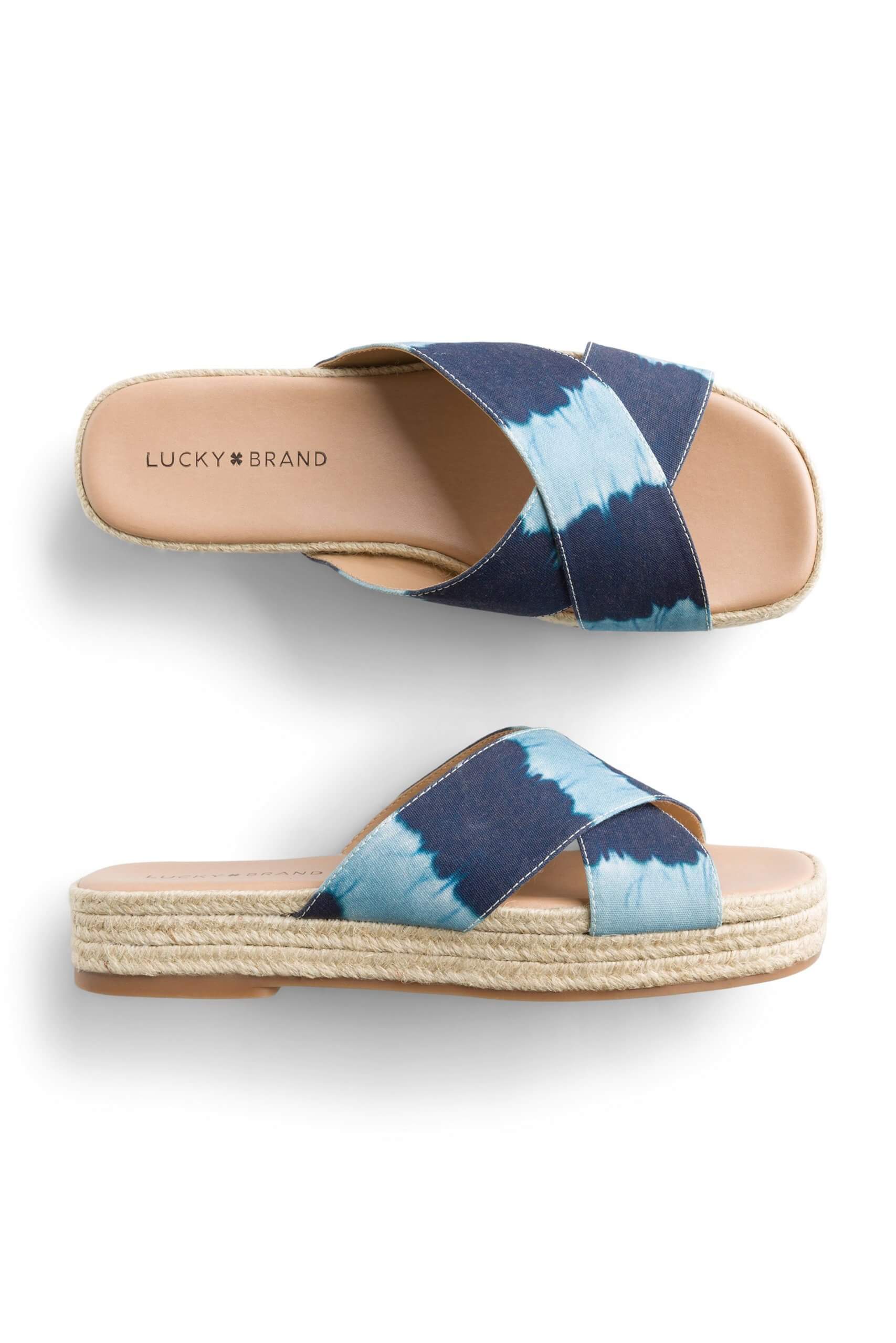 Stitch Fix Women's espadrille sandals with blue straps.
