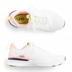 Stitch Fix women’s pink and black accented white sneakers.