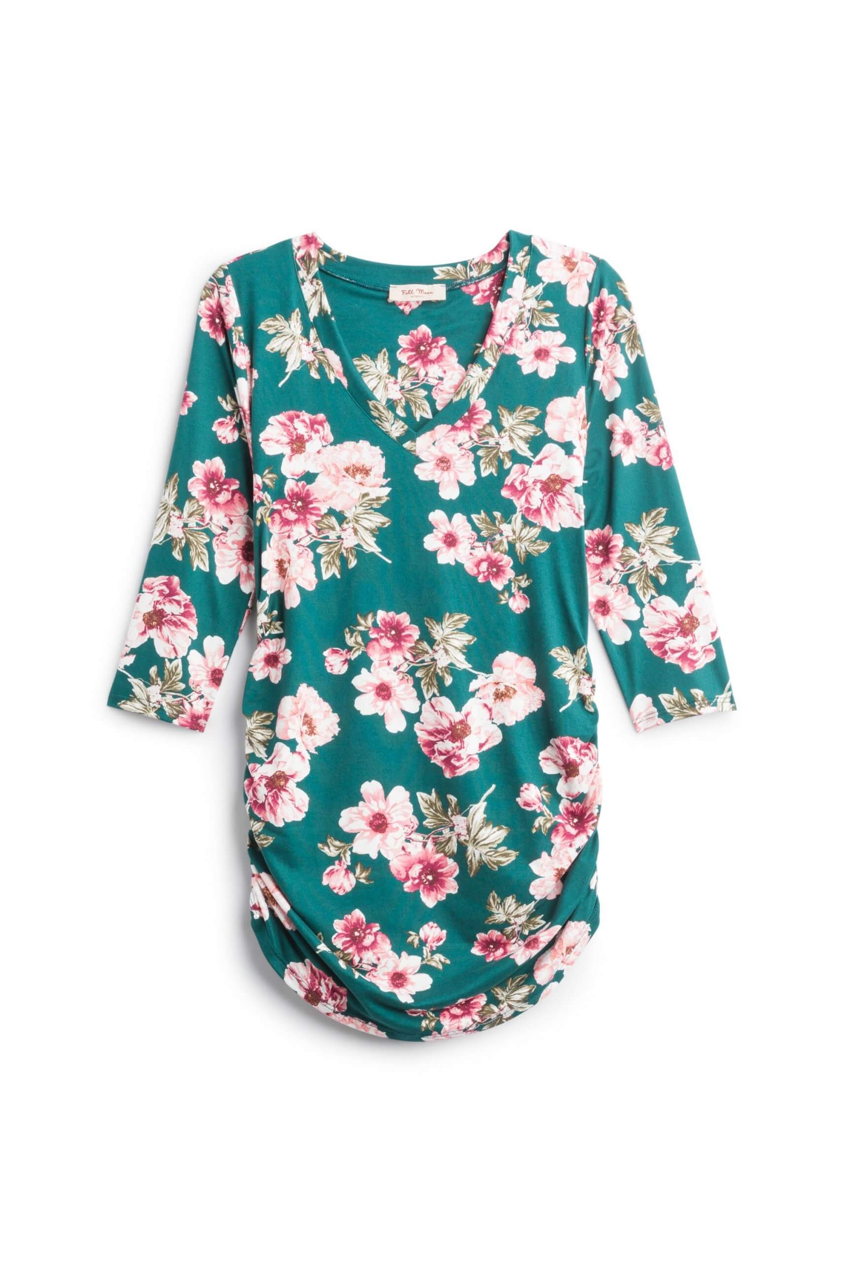 Stitch Fix Women's green knit top with pink florals.