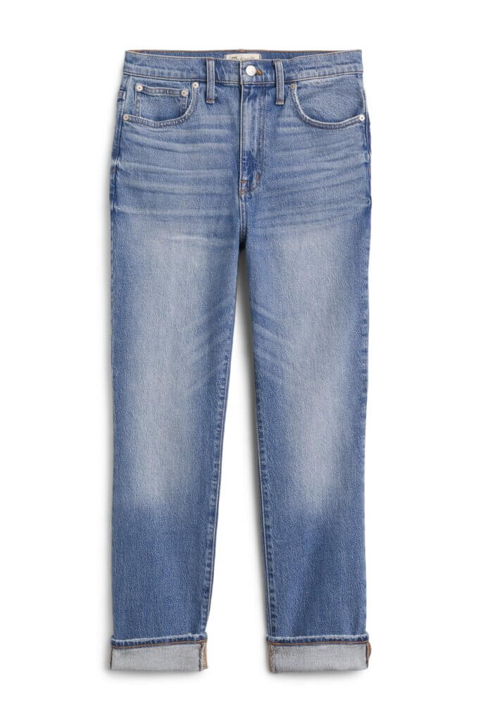 Stitch Fix women's blue boyfriend jeans with cuffed hems.
