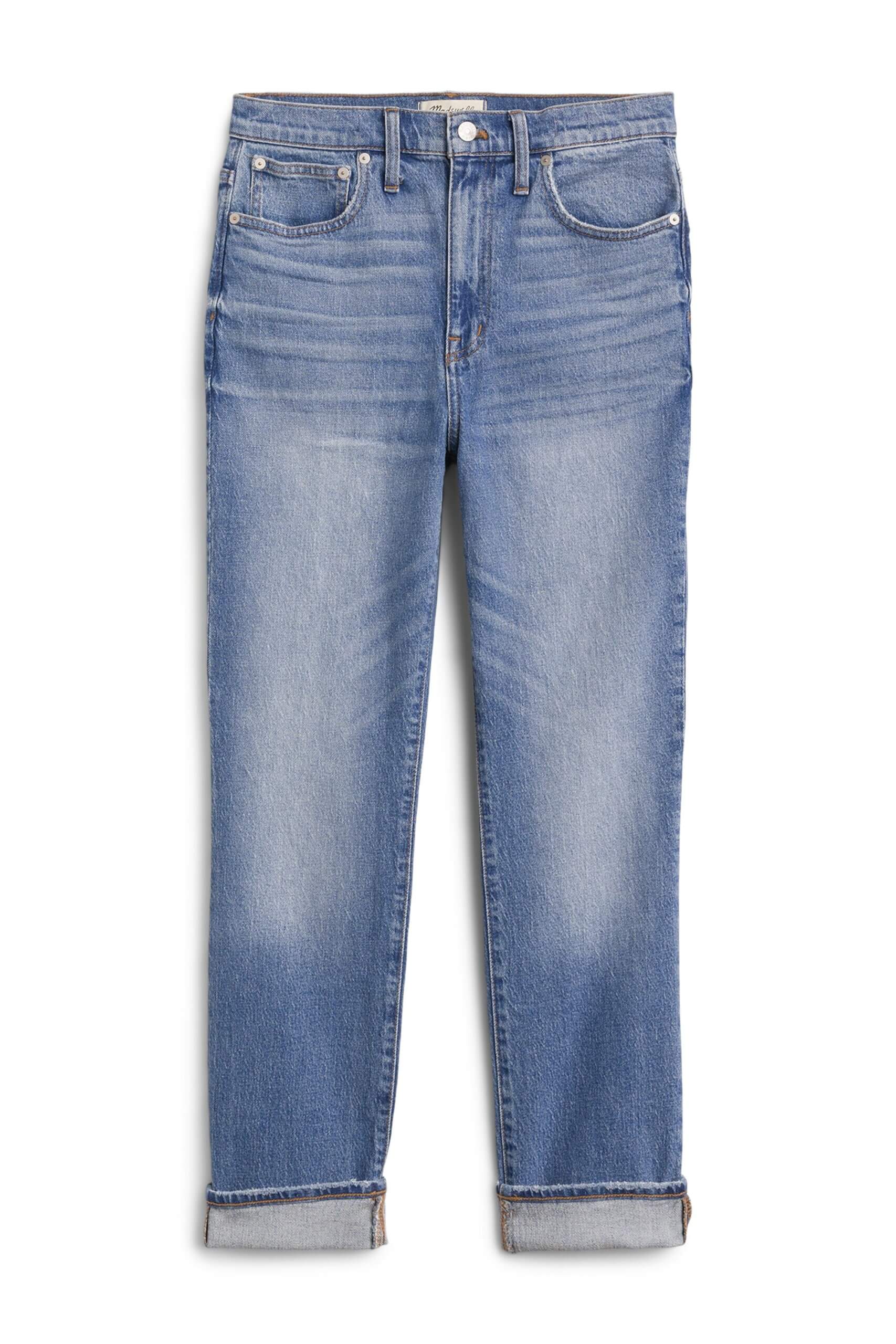 Stitch Fix women's blue boyfriend jeans with cuffed hems.