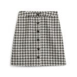 Stitch Fix women’s plaid and white houndstooth button-front mini skirt.