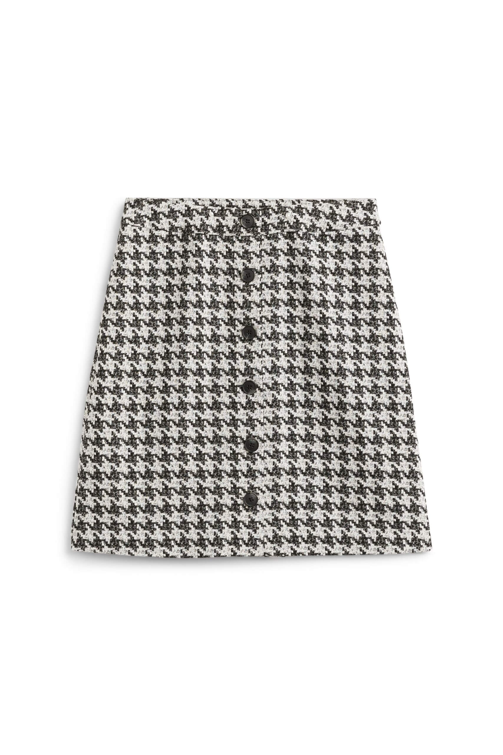 Stitch Fix women’s plaid and white houndstooth button-front mini skirt.