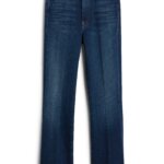 Stitch Fix women’s dark wash jeans with fray hem.