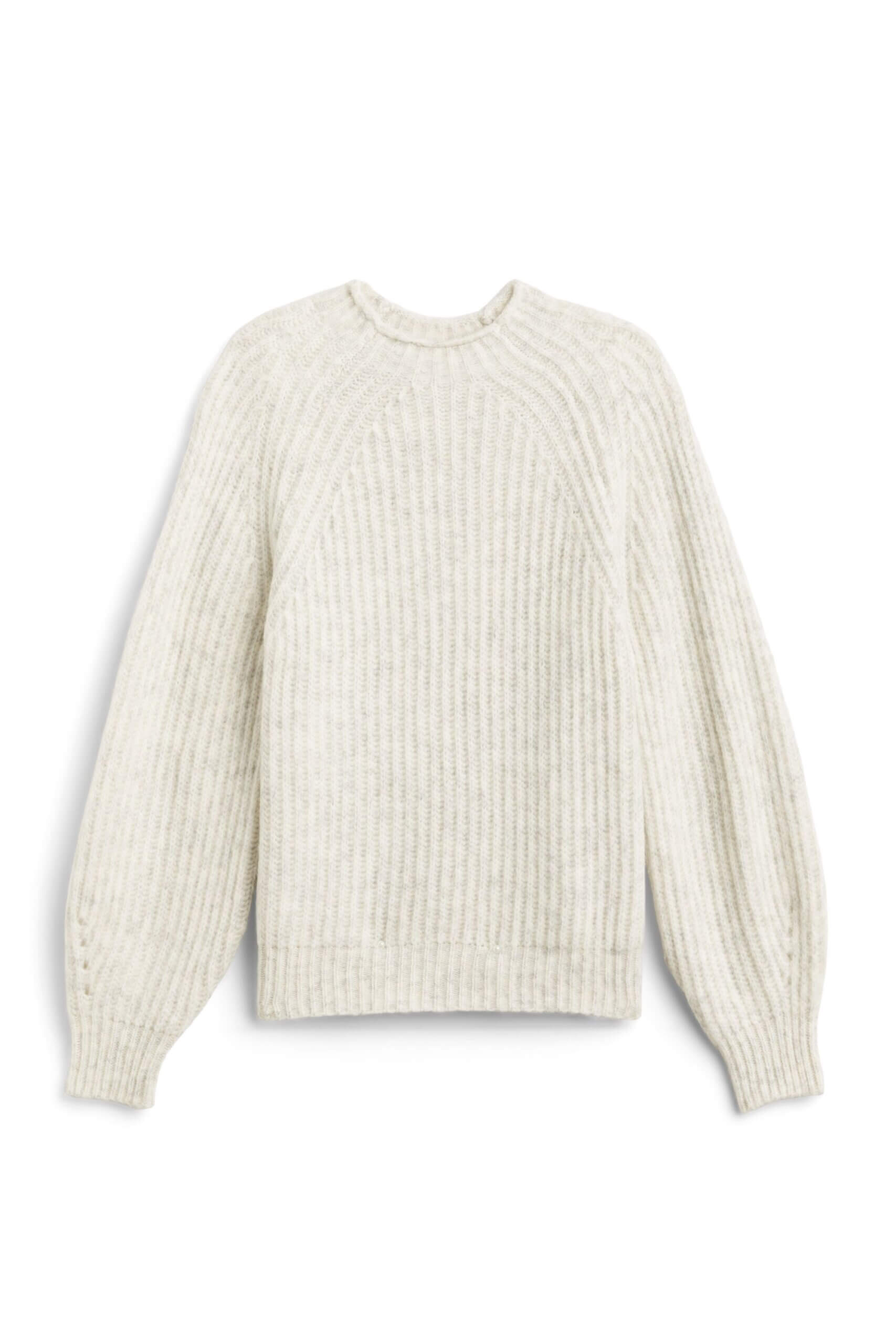 Stitch Fix women’s off-white sweater with balloon sleeve detail.