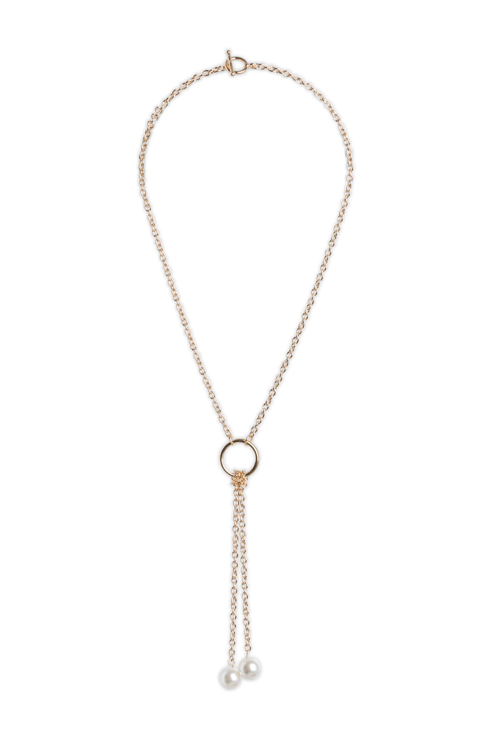 Stitch Fix women’s gold and pearl lariat necklace.