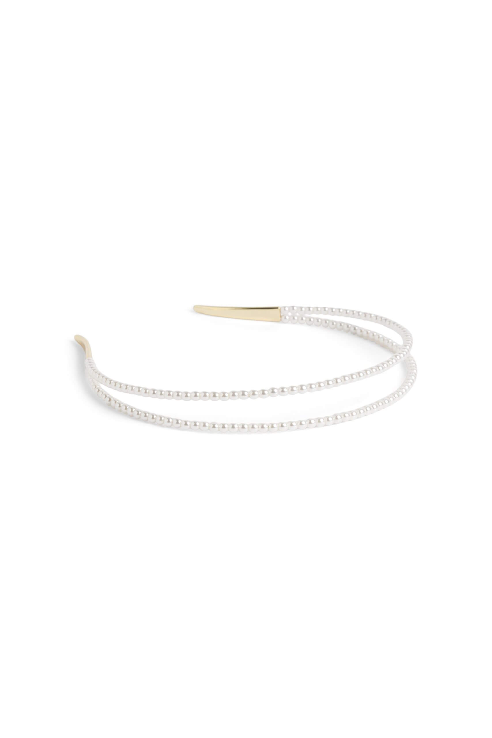 Stitch Fix women’s gold metal and pearl headband.