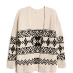 Stitch Fix women's cream and black Fair Isle cardigan.