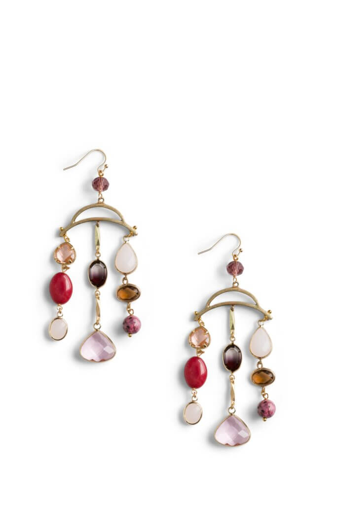Stitch Fix women’s chandelier drop earrings with assorted colored gemstones.