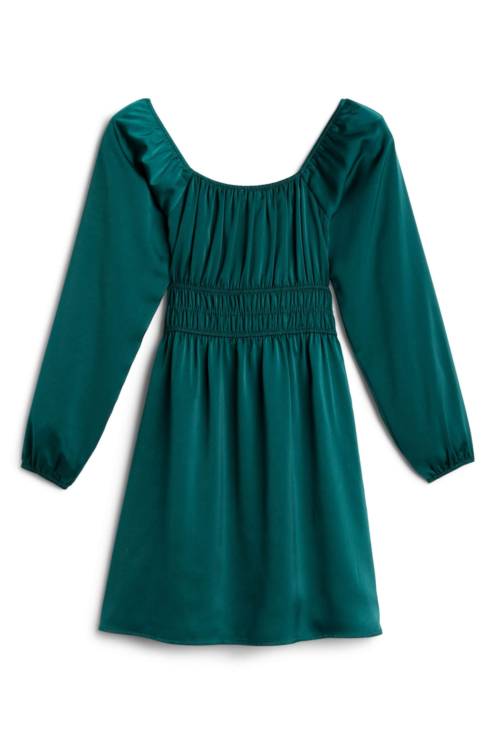 Stitch Fix women’s green long-sleeve smocked waist dress.