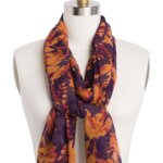 Stitch Fix women's purple, red and orange floral print scarf on bust form.
