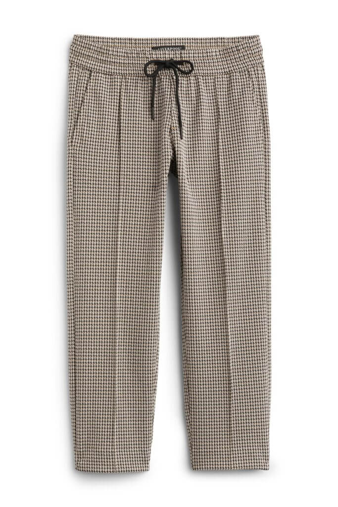 Stitch Fix women's brown houndstooth plaid straight-leg pull-on pants.