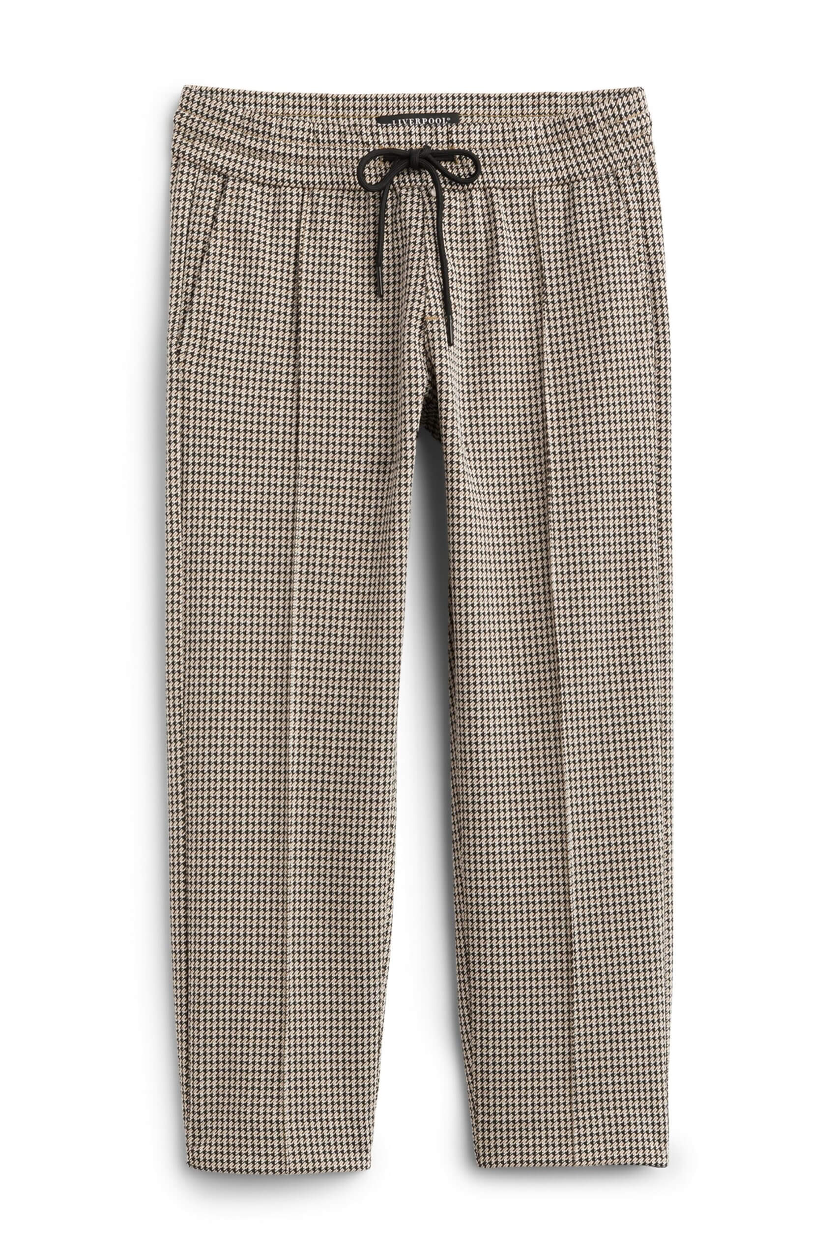 Stitch Fix women's brown houndstooth plaid straight-leg pull-on pants.