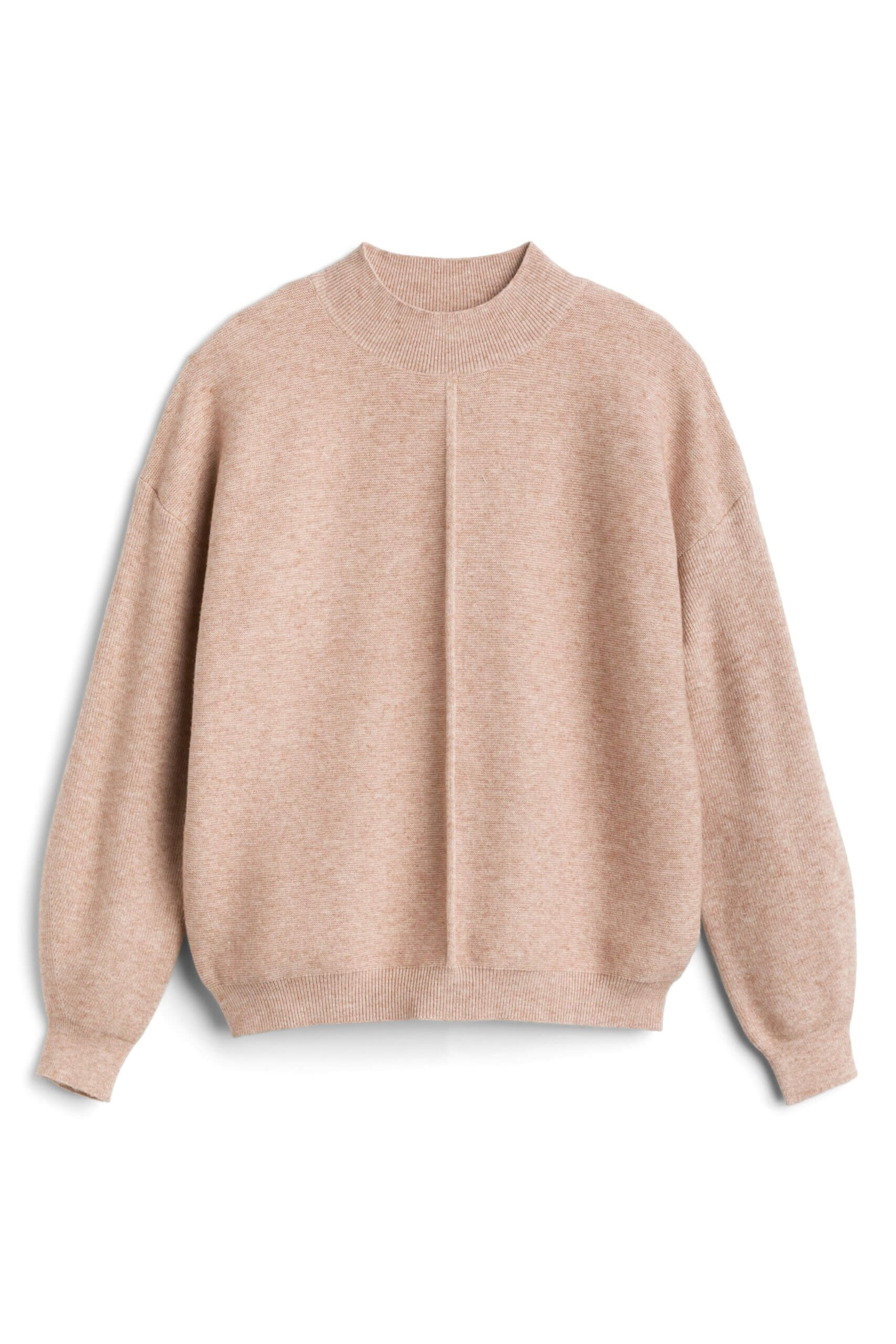 Stitch Fix women's taupe mock-neck sweater.