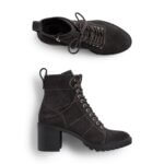 Stitch Fix women's black lace up block heel booties.