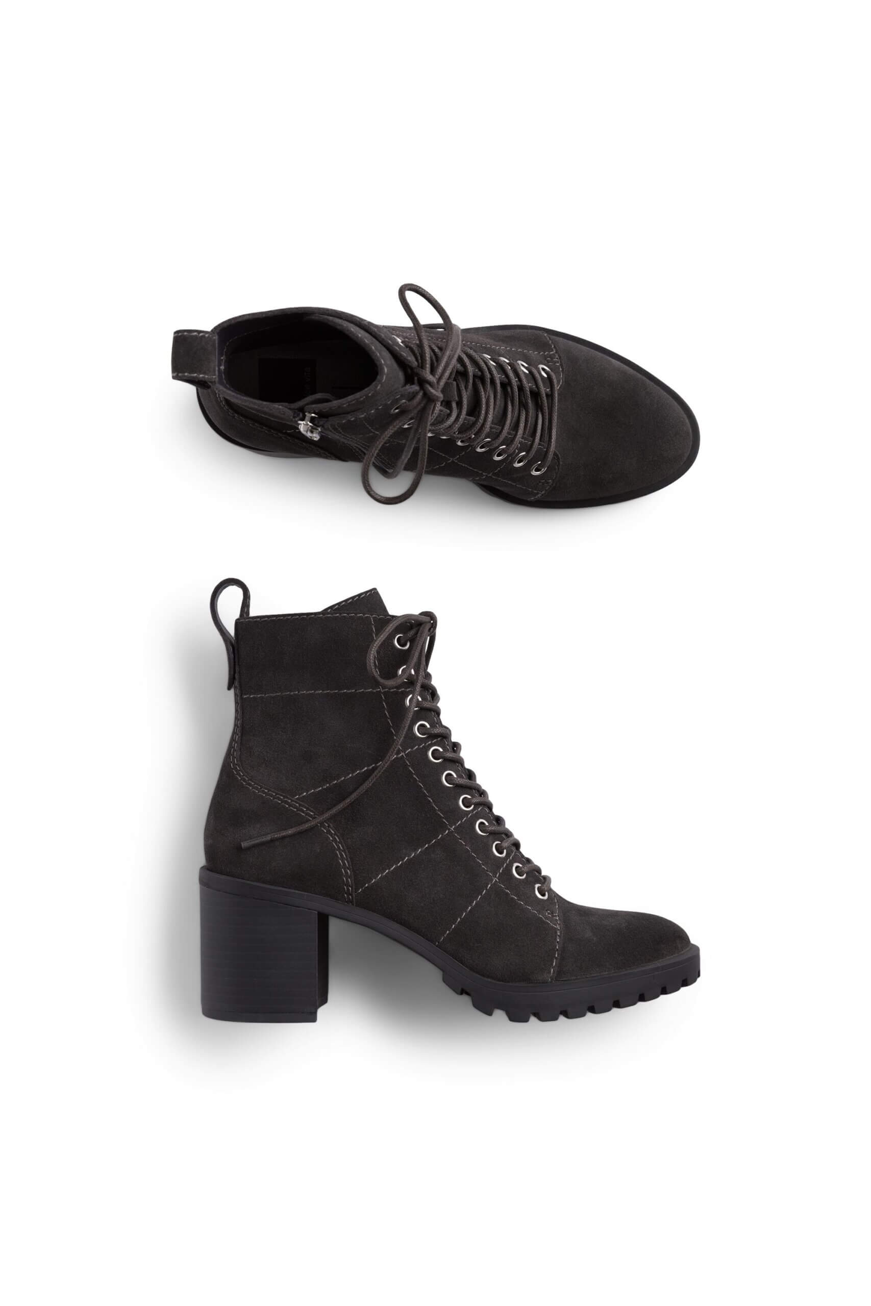 Stitch Fix women's black lace up block heel booties.