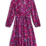 Stitch Fix women's boho style purple and teal floral print, long-sleeve dress.