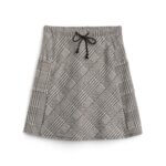 Stitch Fix women’s black and white plaid drawstring A-line skirt.
