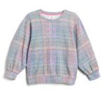Stitch Fix women’s multi-colored plaid crewneck sweatshirt.