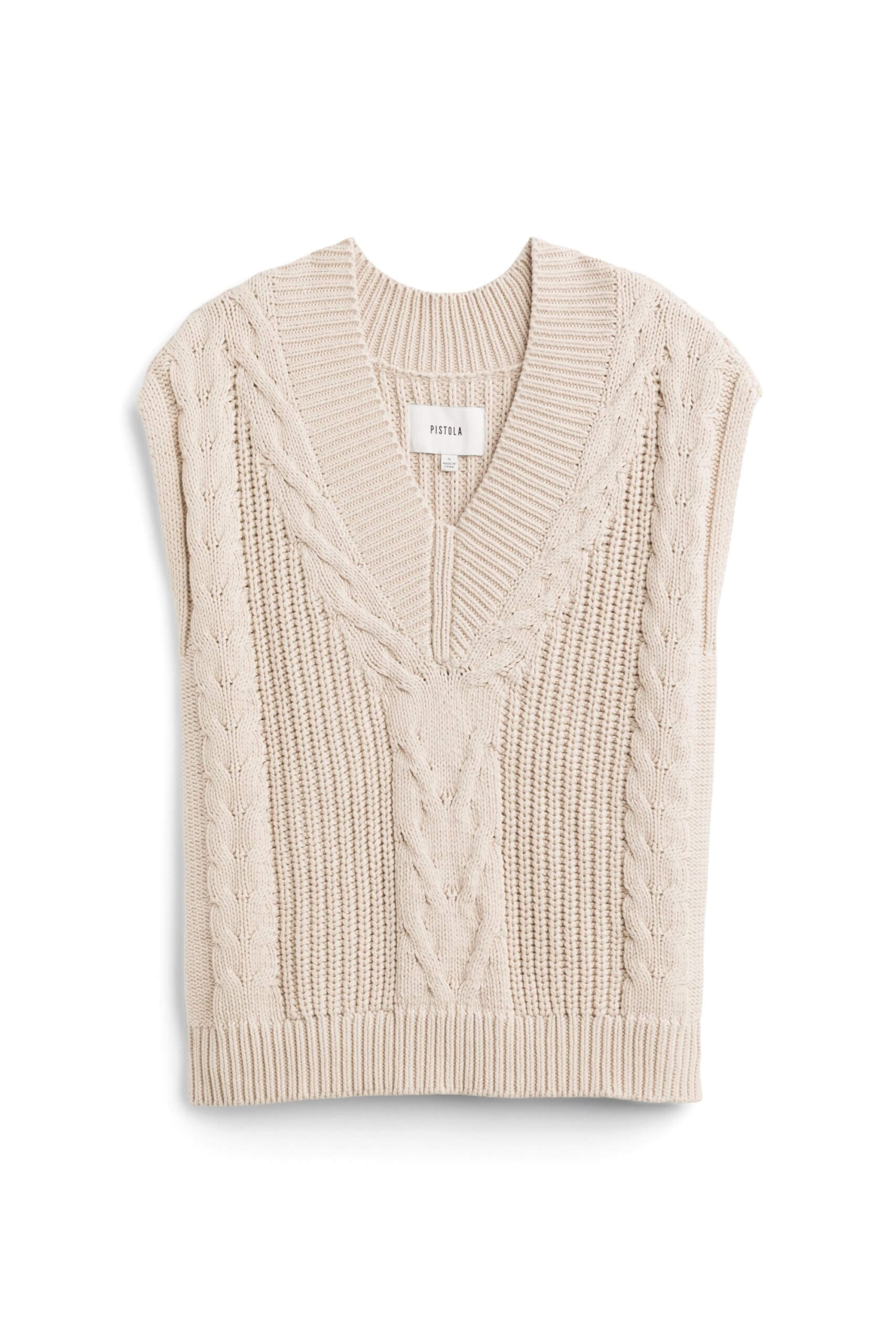 Stitch Fix women’s cream cable-knit sweater vest.