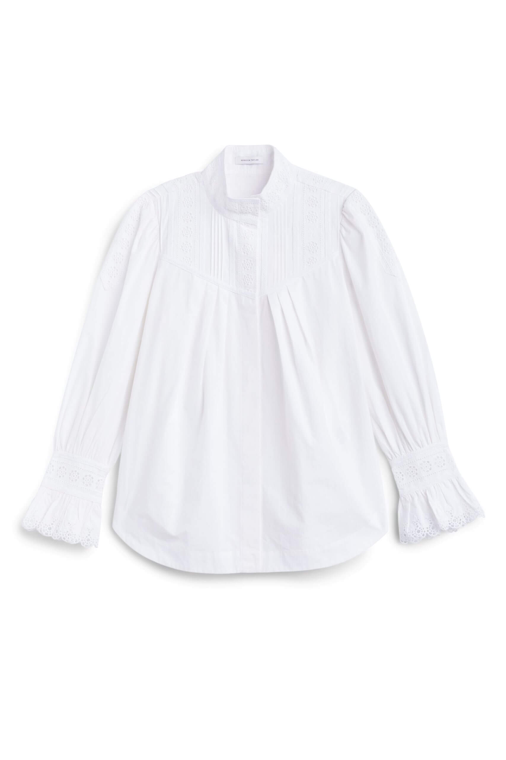 Stitch Fix women’s white blouse with puff sleeve detail.
