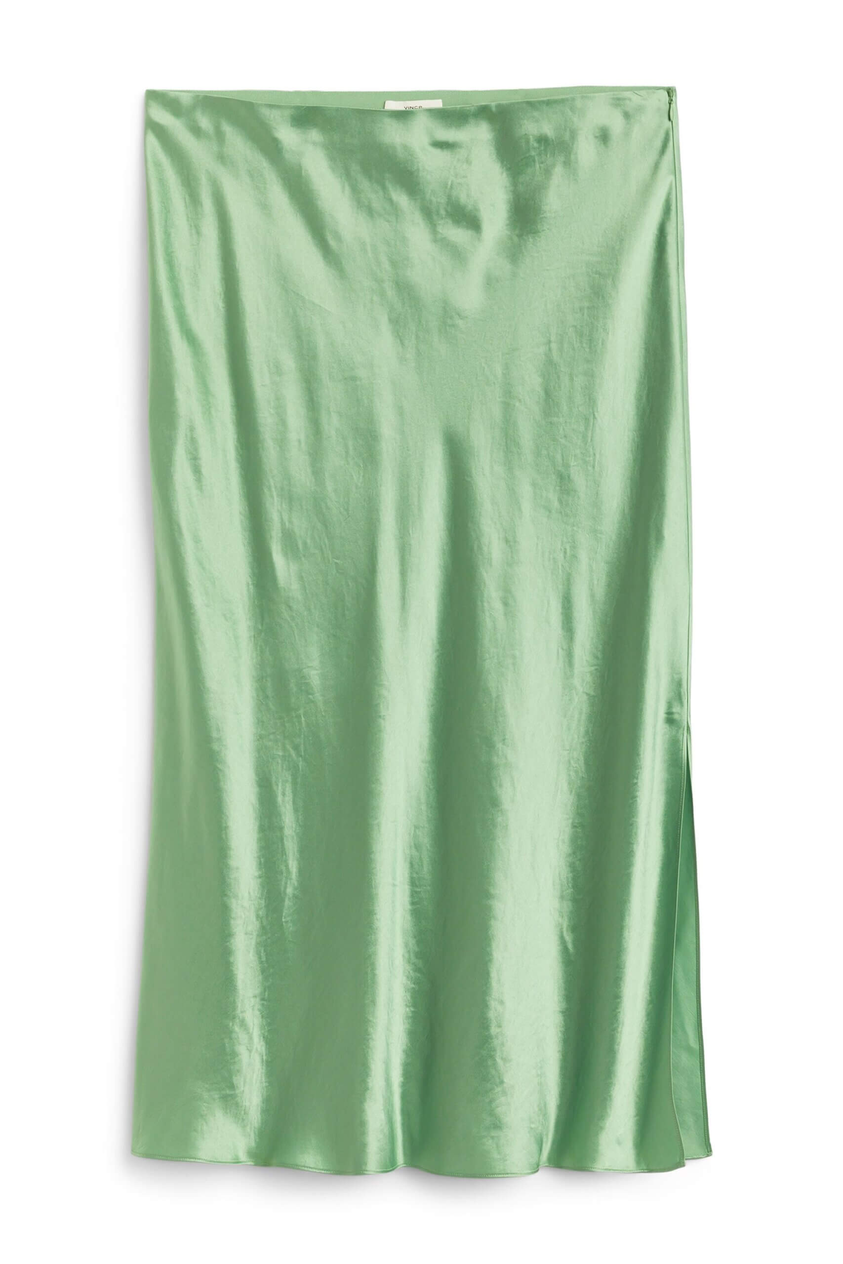 Stitch Fix women’s green satin midi skirt.