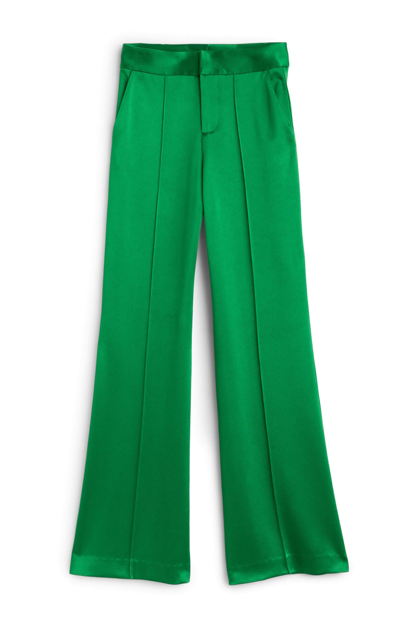 Stitch Fix women’s kelly green wide-leg satin pants.