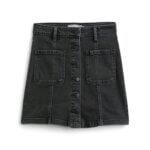 Stitch Fix women’s black denim button-front mini skirt.