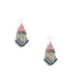 Stitch Fix women's boho style pink, blue and silver beaded chandelier earrings.