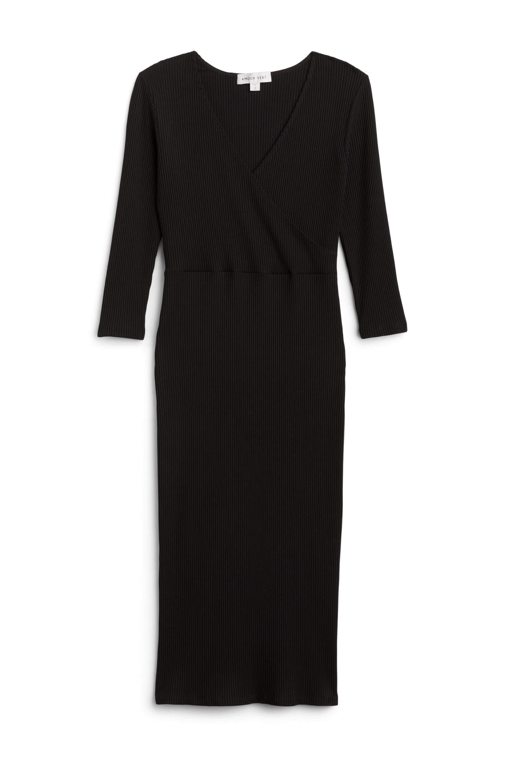 Stitch Fix women’s black v-neck wrap dress.