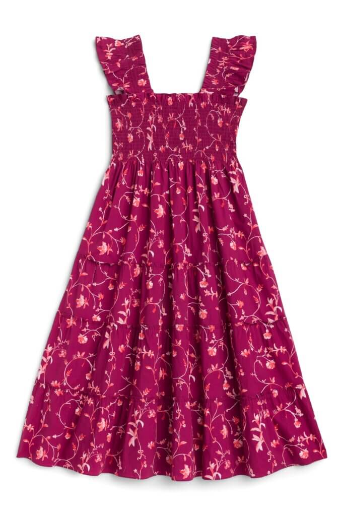 Stitch Fix women’s burgundy micro-floral nap dress.