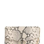 Stitch Fix women’s snakeskin clutch purse with gold chain.