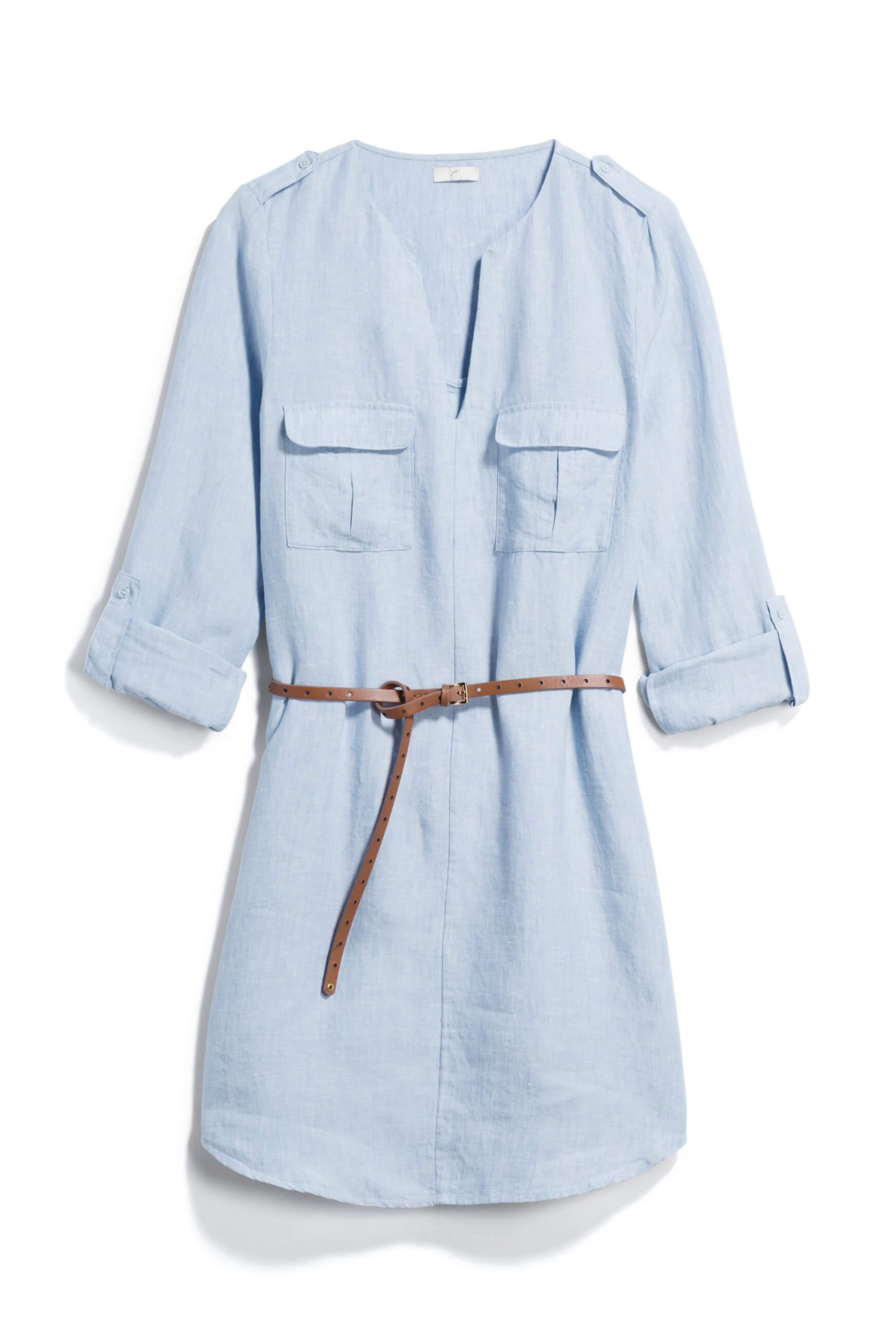 Stitch Fix Women’s blue chambray belted shirt dress.