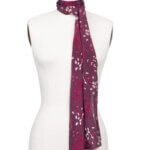 Stitch Fix women’s pink, purple and white floral print scarf on bust form.