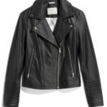 Stitch Fix women's black leather moto jacket.