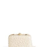 Stitch Fix women’s pearl and gold accented handbag with removable gold chain shoulder strap.
