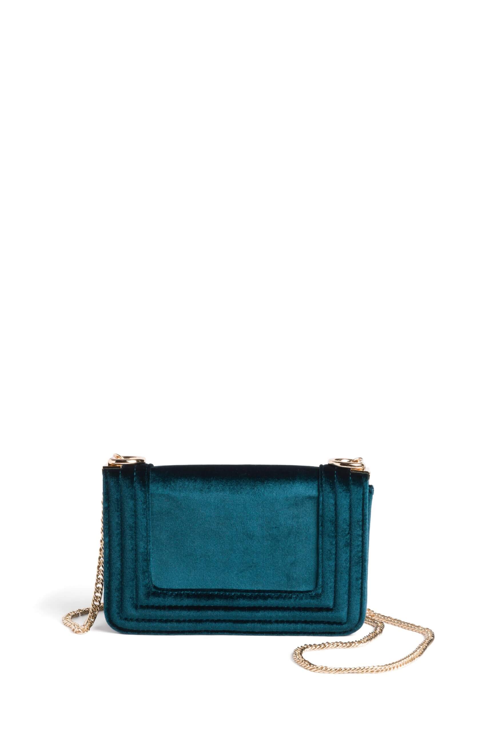 Stitch Fix women's teal velvet crossbody bag.