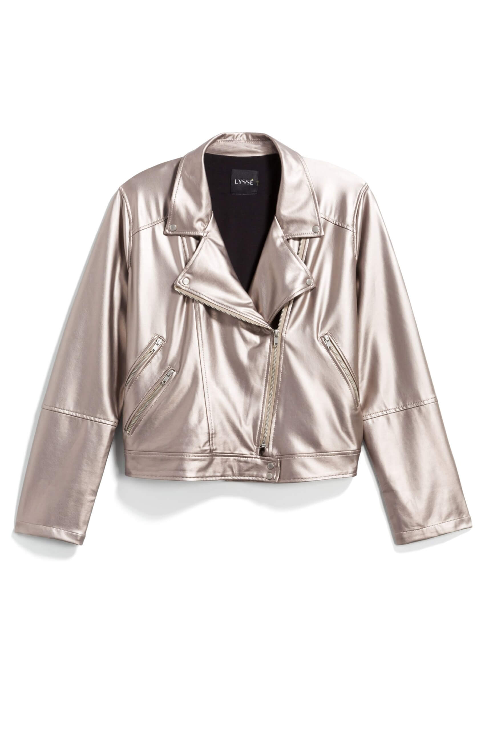 Stitch Fix women’s silver metallic moto jacket.