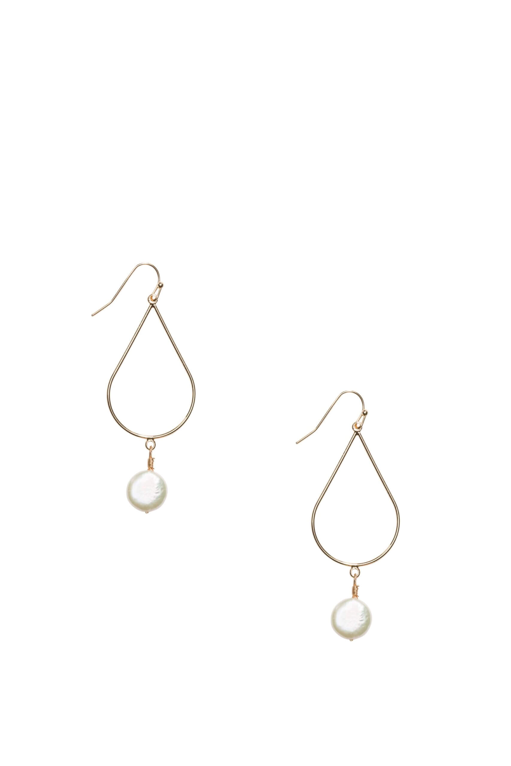 Stitch Fix women’s gold drop earrings with pearl accents.