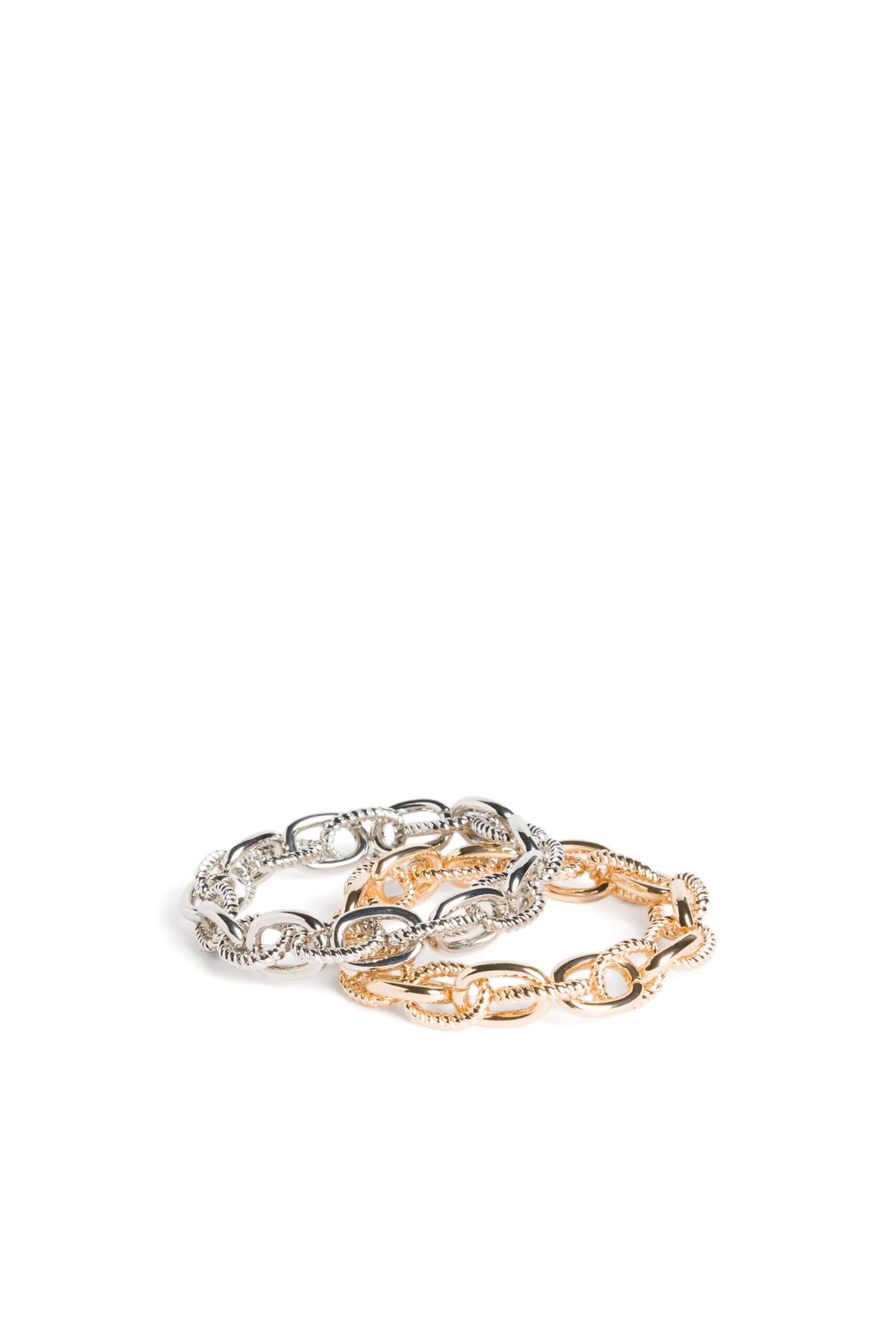 Stitch Fix women's gold chain-link and silver chain-link bracelets.