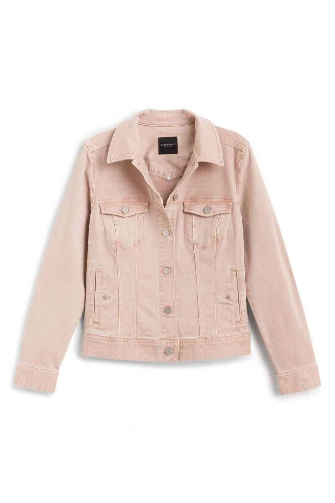 Stitch Fix women’s blush pink jean jacket.